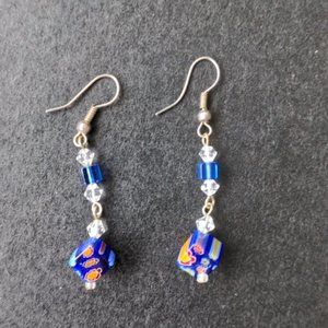 Vintage Millefiori Murano glass earrings from Italy